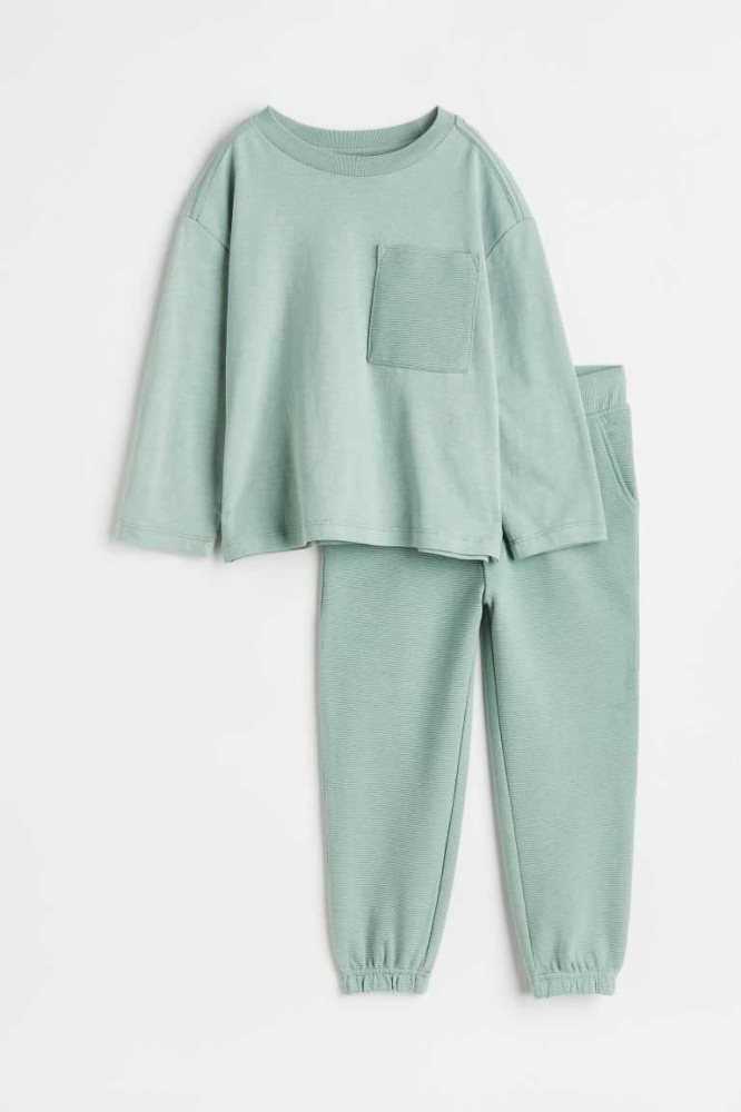 Una sola pieza H&M 2-piece Algodon Niños Verdes Claro | 390185QWD