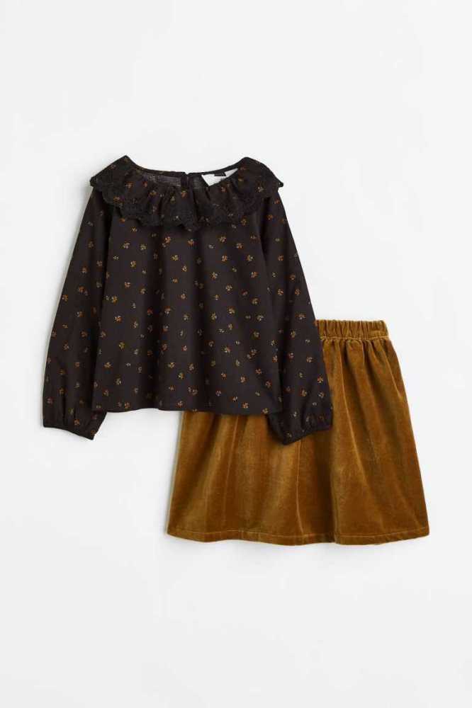 Una sola pieza H&M 2-piece Algodon Niños Negros Beige Oscuro | 465238QNZ