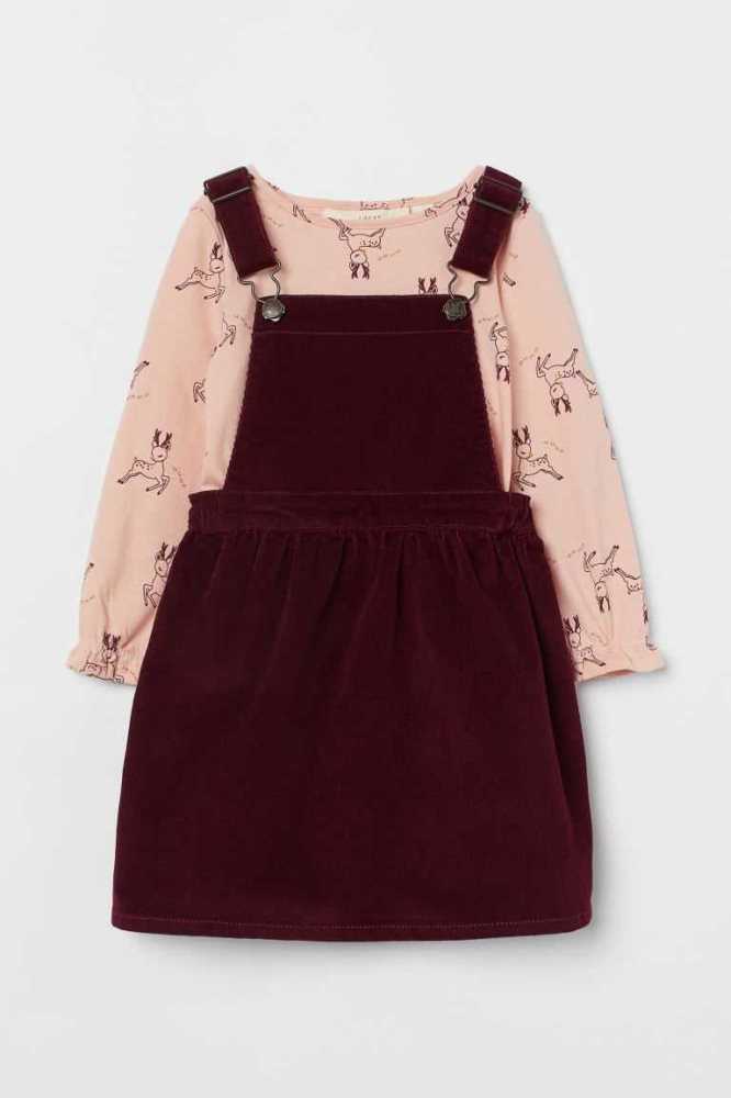 Una sola pieza H&M 2-piece Algodon Niños Beige Oscuro Rosas | 570468QDP