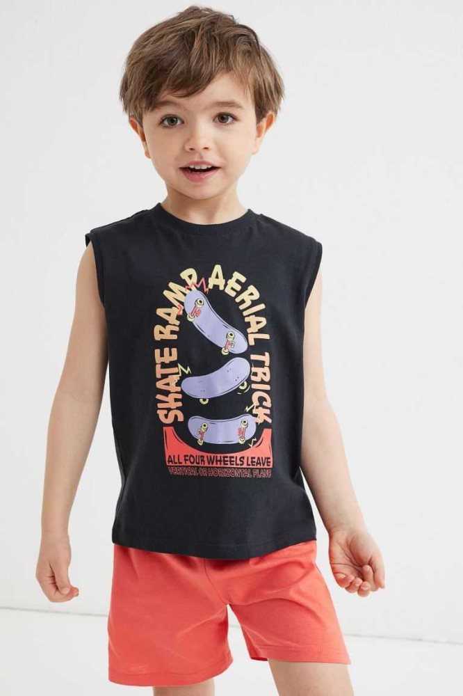 Una sola pieza H&M 2-piece Algodon Niños Negros Naranjas | 682375TKN