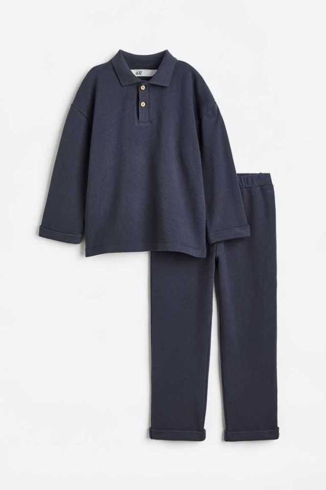 Una sola pieza H&M 2-piece Algodon Niños Azul Marino Azules | 950241DUO