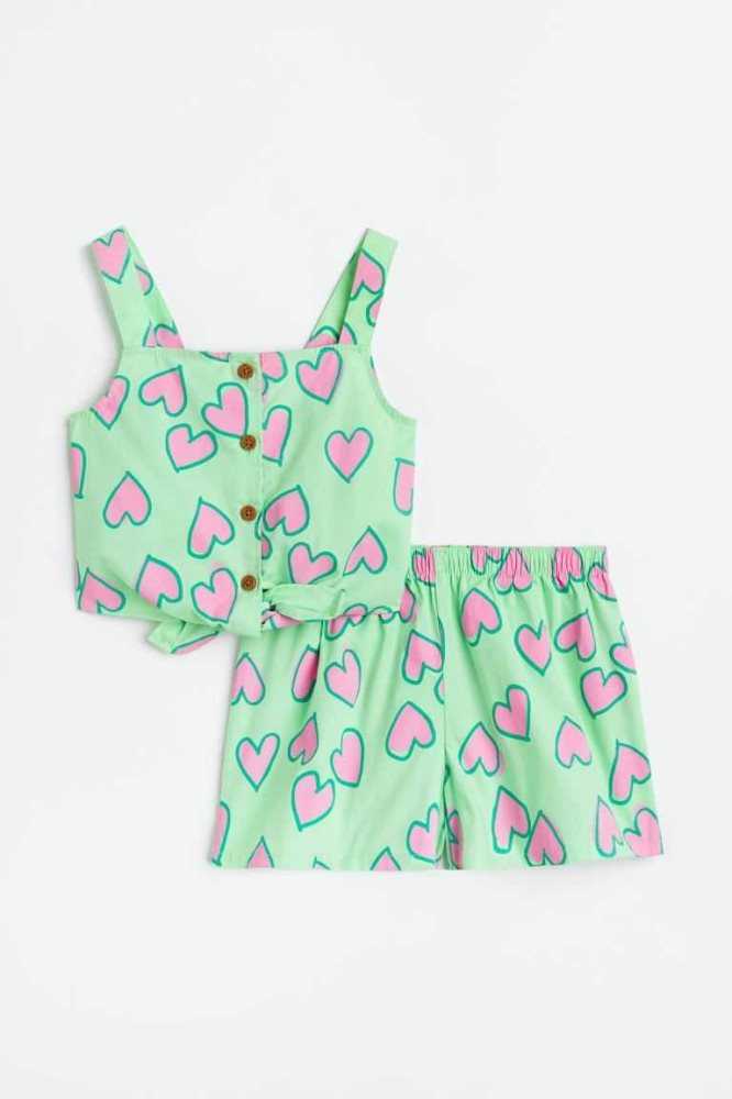 Una sola pieza H&M 2-piece Patterned Niños Verdes Claro | 730452AFM