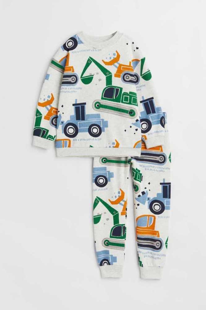 Una sola pieza H&M 2-piece Patterned Sweatshirt Niños Negros | 102967CLV