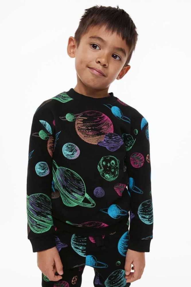 Una sola pieza H&M 2-piece Patterned Sweatshirt Niños Negros | 102967CLV