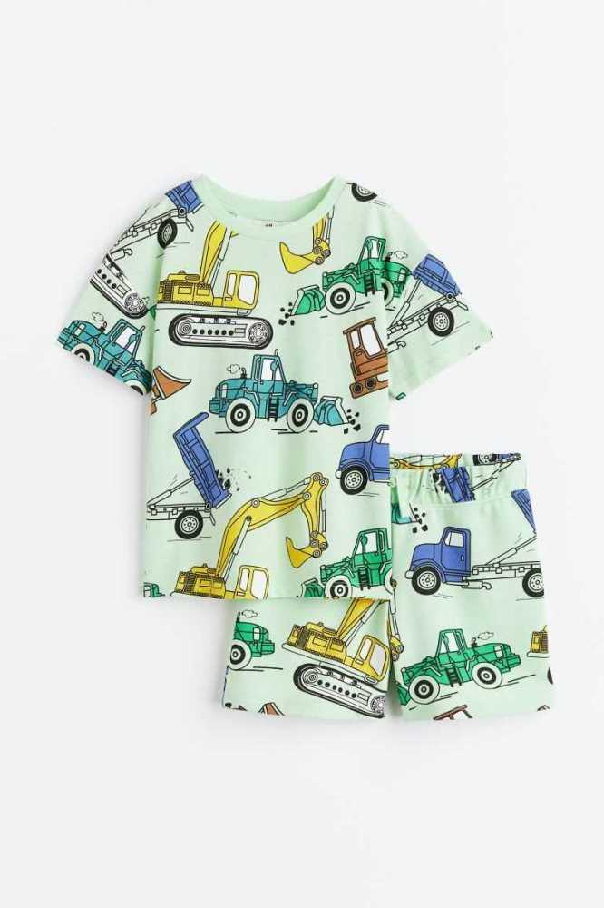 Una sola pieza H&M 2-piece Printed Niños Verdes Claro | 073812MSZ