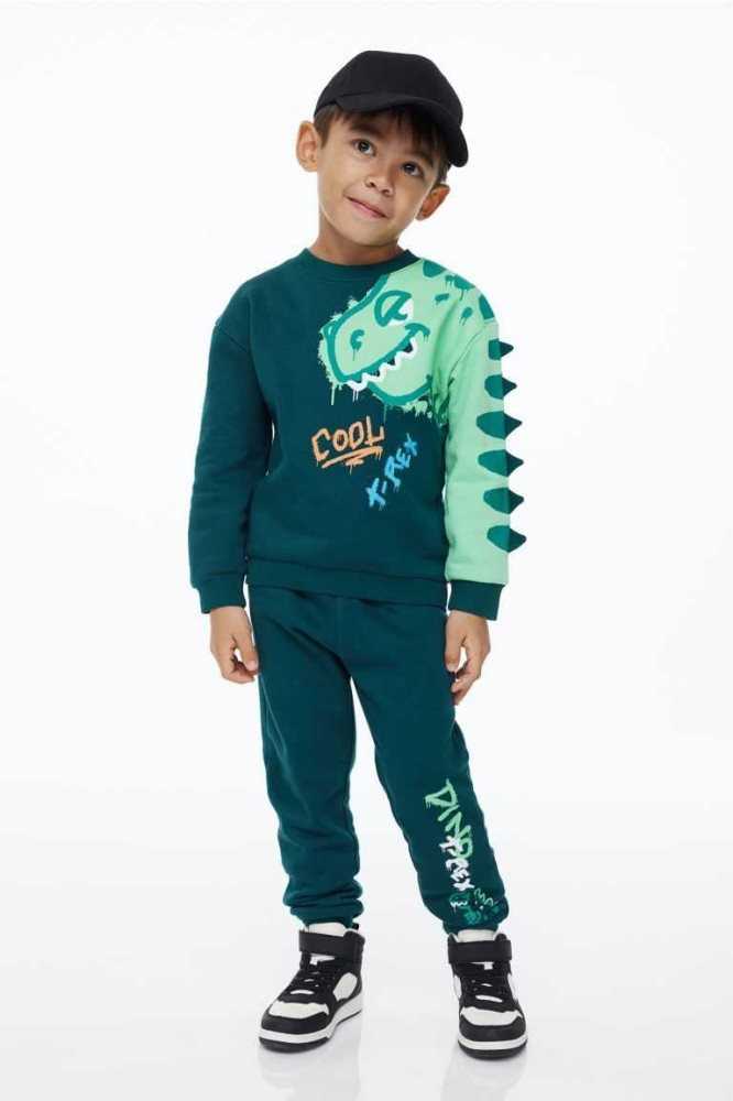 Una sola pieza H&M 2-piece Printed Niños Verdes Claro | 485073XER