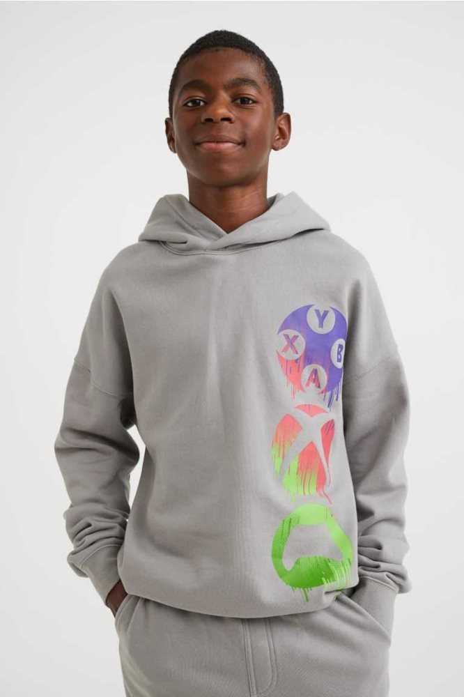 Una sola pieza H&M 2-piece Printed Sweatshirt Niños Grises | 490815LNM