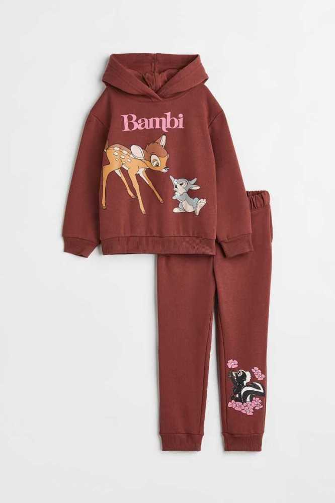 Una sola pieza H&M 2-piece Printed Sweatshirt Niños Rosas Claro | 613058BNE