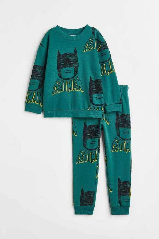 Una sola pieza H&M 2-piece Printed Sweatshirt Niños Rojos | 632150UJW