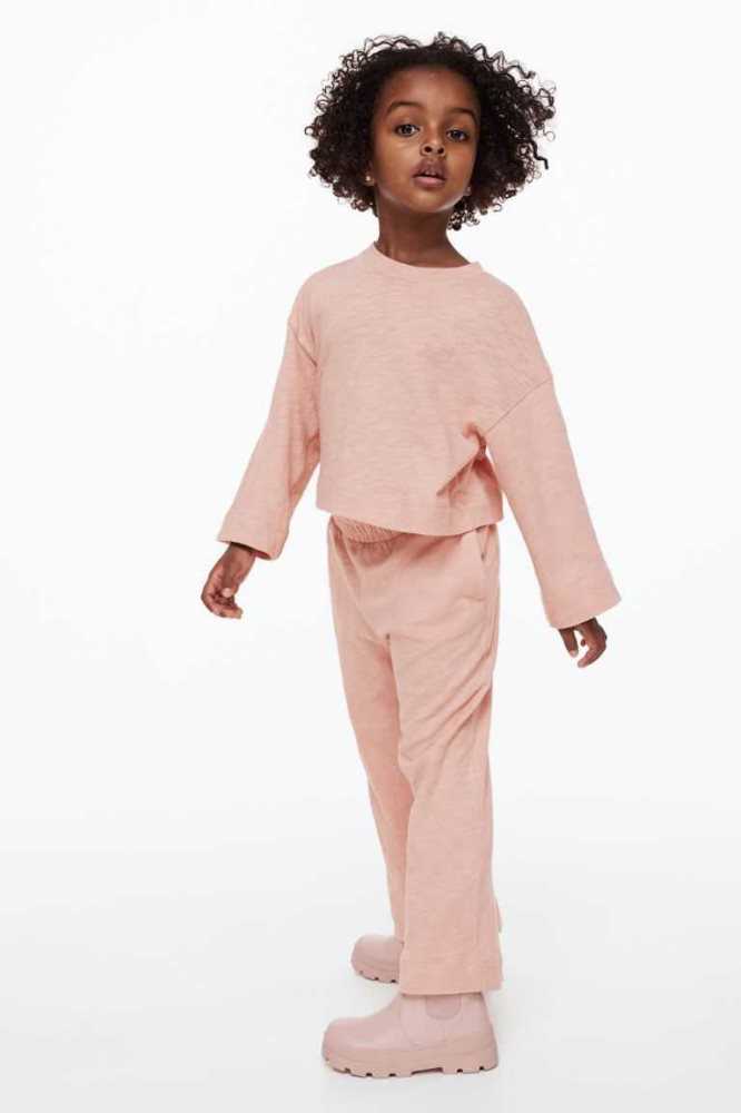 Una sola pieza H&M 2-piece Slub Jersey Niños Rosas | 815934OLS