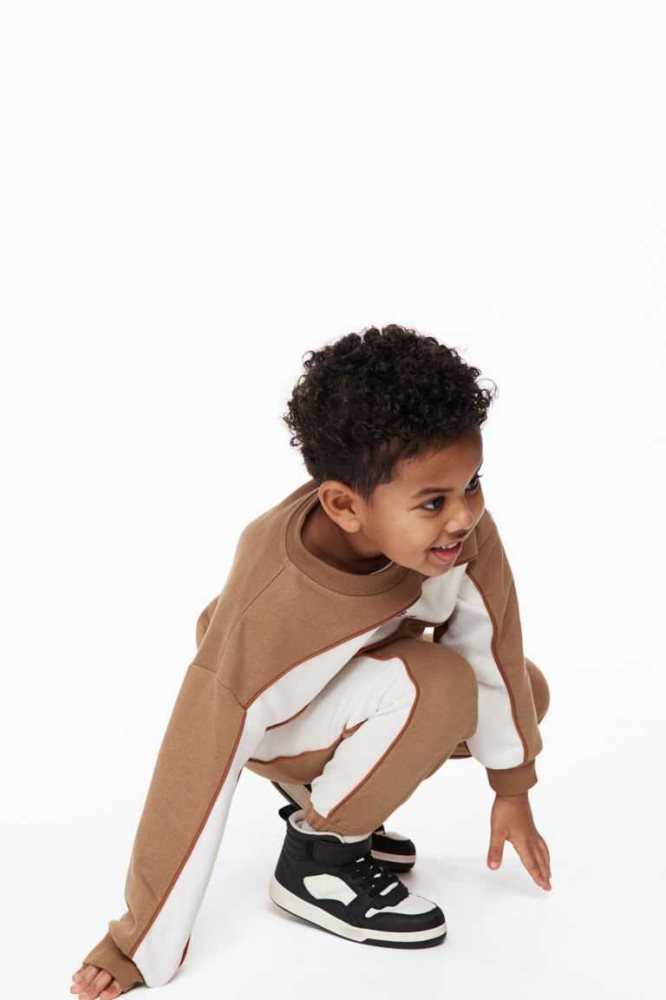 Una sola pieza H&M 2-piece Sweatshirt Niños Beige Oscuro | 379610PDM