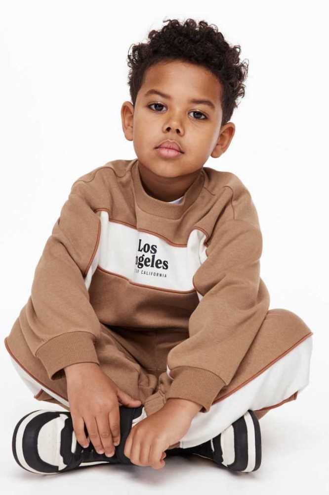 Una sola pieza H&M 2-piece Sweatshirt Niños Beige Oscuro | 379610PDM