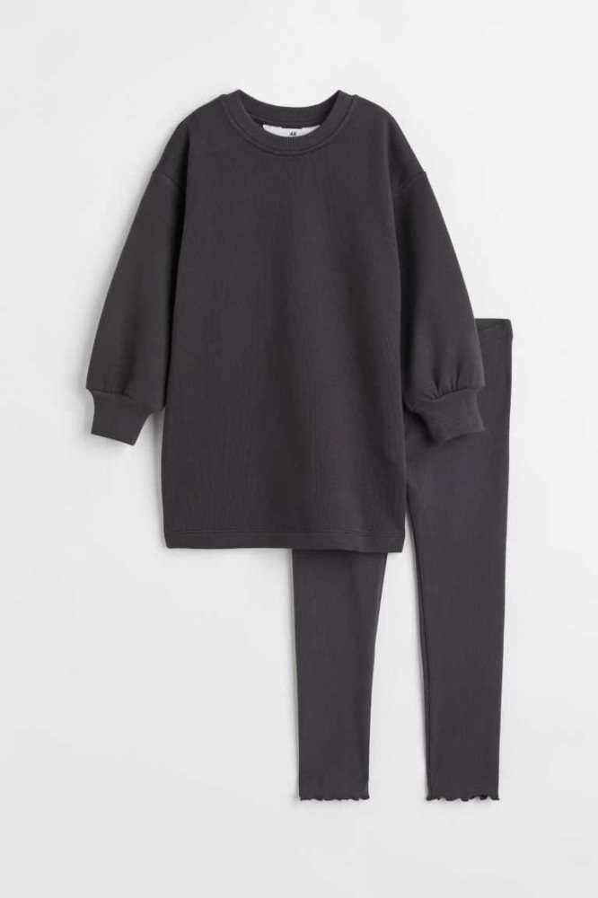 Una sola pieza H&M 2-piece Sweatshirt Niños Verdes Oscuro | 742518QNG