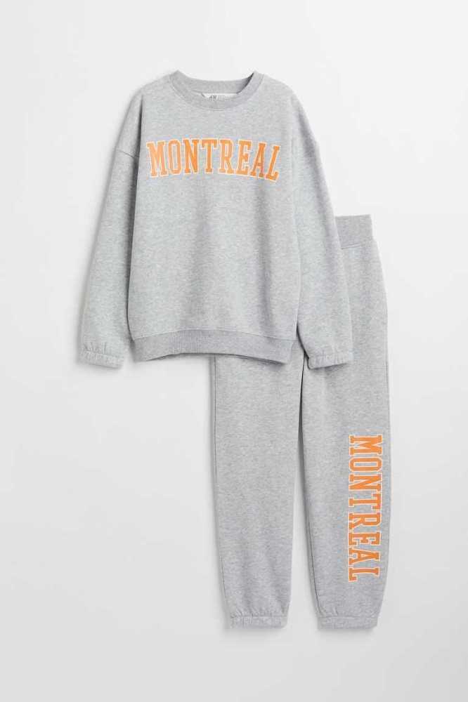 Una sola pieza H&M 2-piece Sweatshirt Niños Grises Claro | 823674ZKB