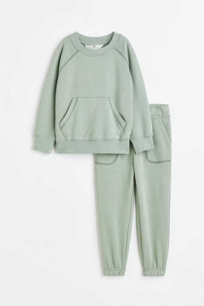 Una sola pieza H&M 2-piece Sweatshirt Niños Verdes Claro | 921853JYZ