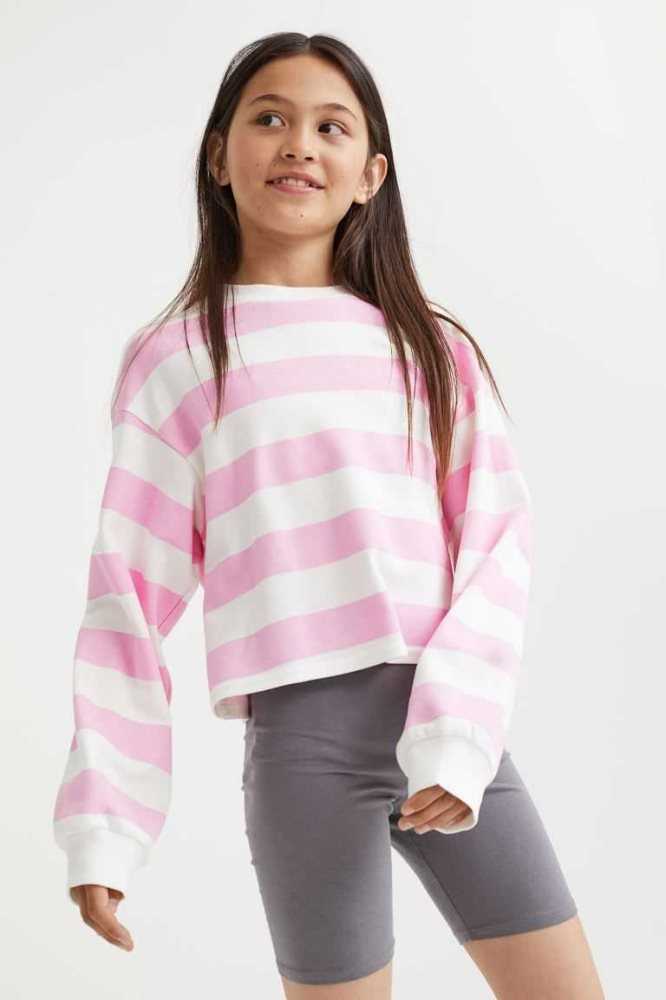 Una sola pieza H&M 2-piece Sweatshirt and Bike Shorts Niños Rosas Claro Blancos | 481967GCS