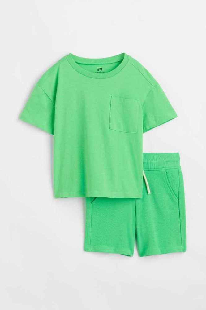 Una sola pieza H&M 2-piece T-shirt and Shorts Niños Morados | 456372JEN