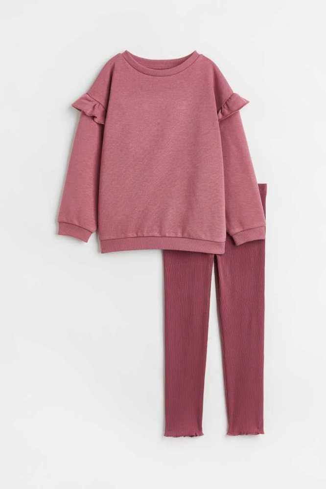 Una sola pieza H&M 2-piece Top and Leggings Niños Morados Negros | 713562KHT