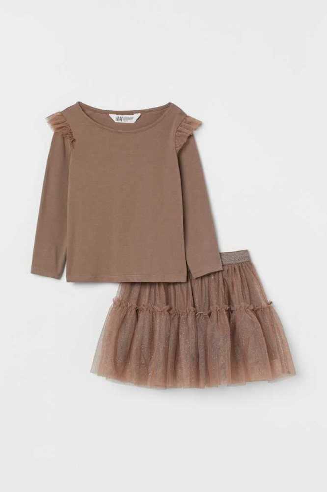 Una sola pieza H&M 2-piece Tulle Niños Rojos Oscuro | 458179QSV