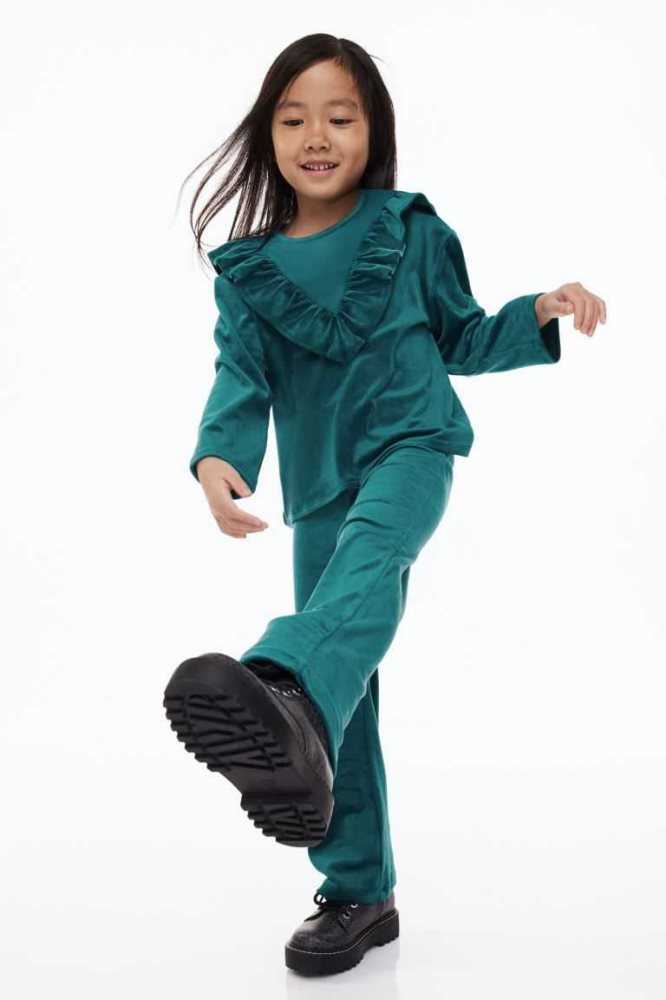 Una sola pieza H&M 2-piece Velour Niños Turquesa Oscuro | 857416WDC