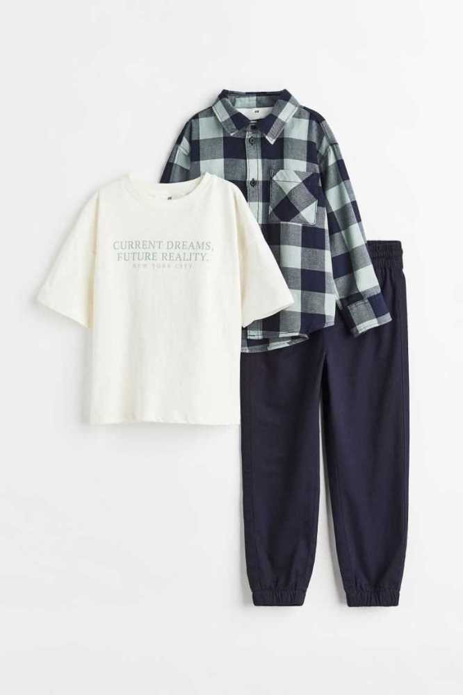 Una sola pieza H&M 3-piece Algodon Niños Azules Oscuro | 904631GXM