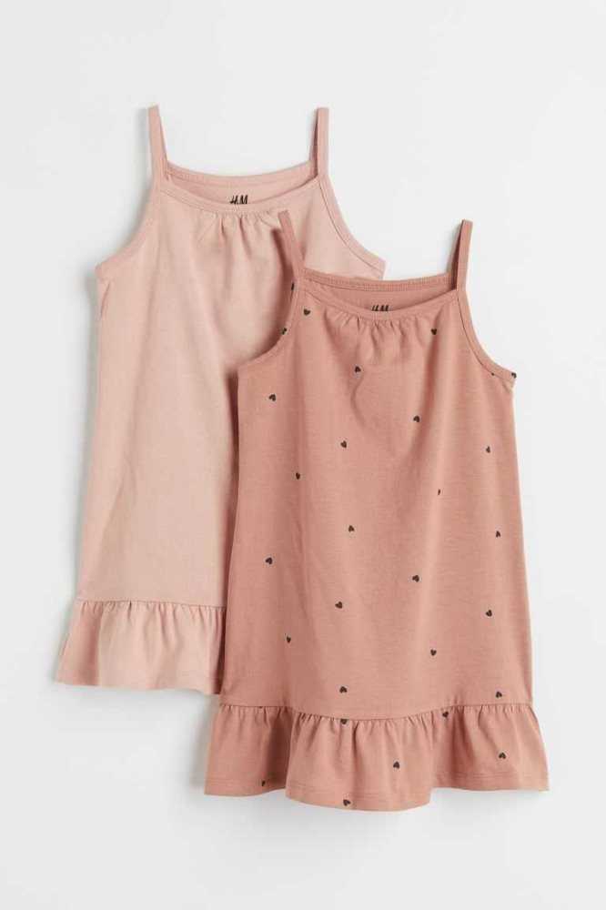 Vestido Corto H&M 2-pack Algodon Niños Negros Blancos | 918754FPD