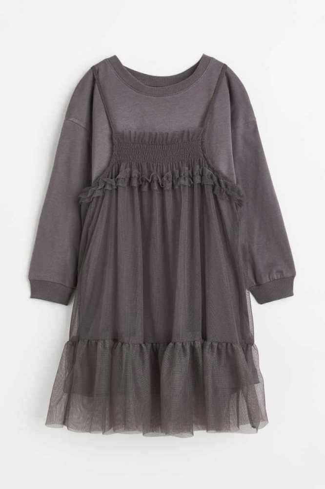 Vestido Corto H&M 2-piece Set Niños Grises Oscuro | 863047KLH