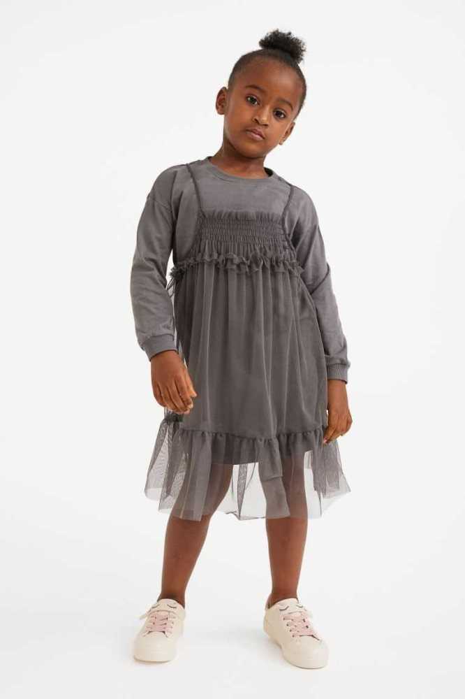 Vestido Corto H&M 2-piece Set Niños Grises Oscuro | 863047KLH