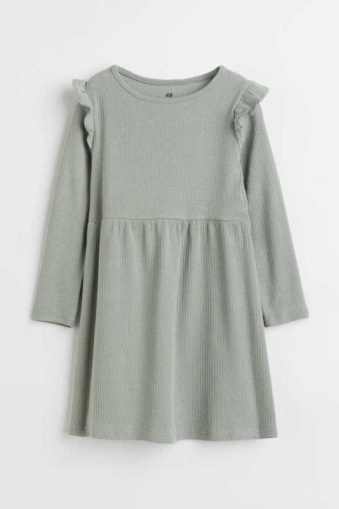 Vestido Corto H&M Acanalado Jersey Niños Beige Rosas | 036129UPI