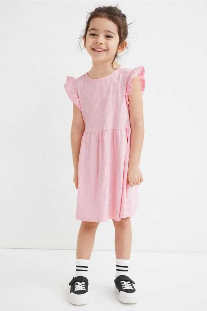 Vestido Corto H&M Acanalado Jersey Niños Rosas Claro | 084397AML