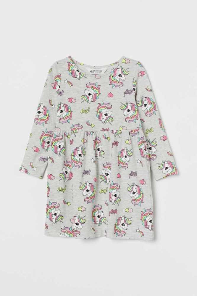 Vestido Corto H&M Algodon Jersey Niños Morados | 756038MRB