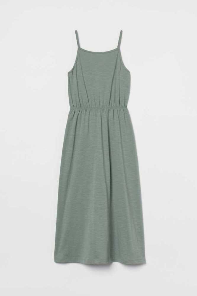 Vestido Corto H&M Algodon Maxi Niños Kaki Claro Verdes | 710584VRL