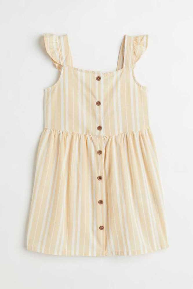 Vestido Corto H&M Flounce-trimmed Algodon Niños Amarillos Claro | 935427IQD