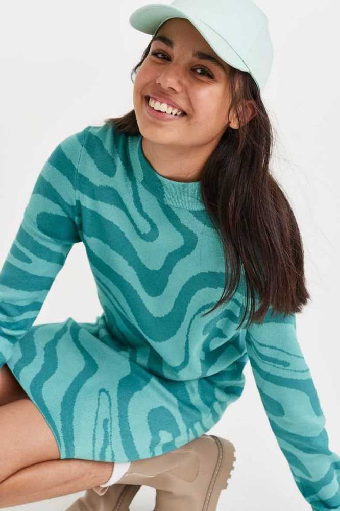 Vestido Corto H&M Knit Mock Turtleneck Niños Turquesa | 973416XGI