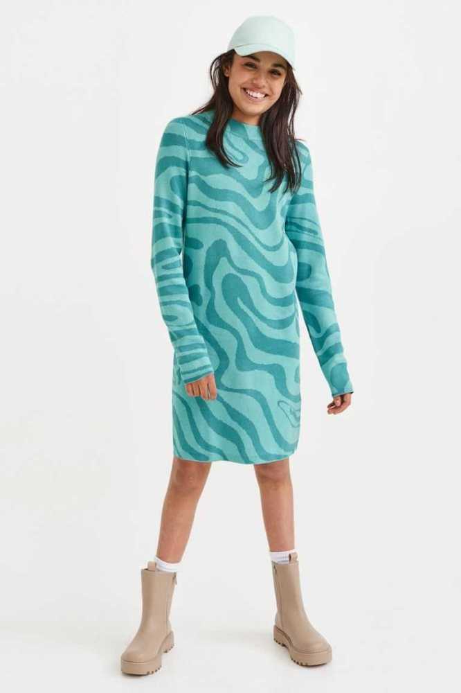 Vestido Corto H&M Knit Mock Turtleneck Niños Turquesa | 973416XGI