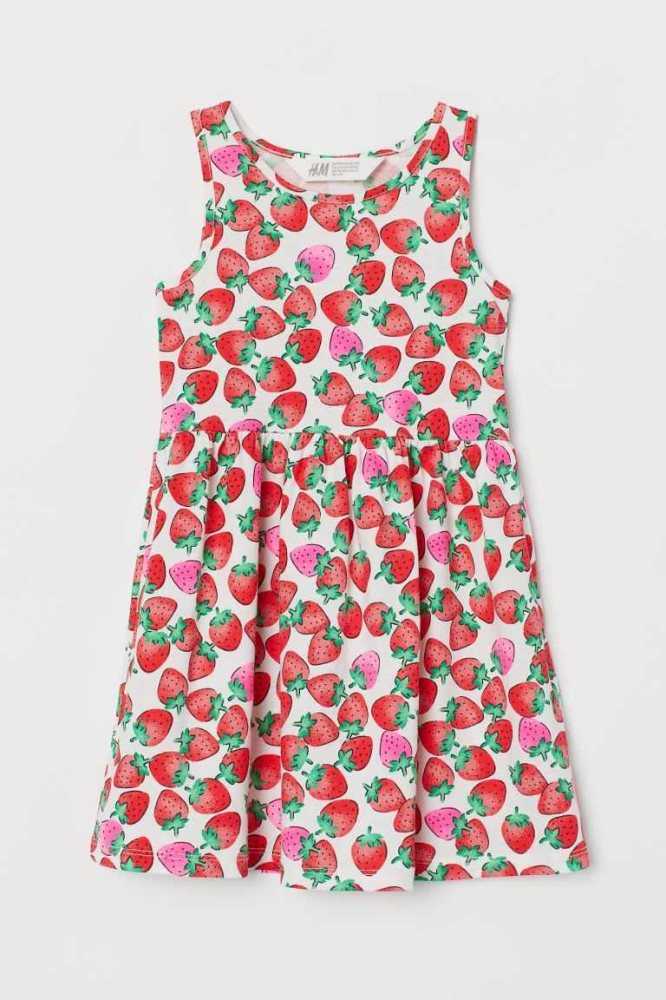 Vestido Corto H&M Patterned Jersey Niños Verdes Claro | 146897NUV