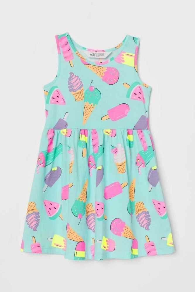 Vestido Corto H&M Patterned Jersey Niños Amarillos | 916870YIF