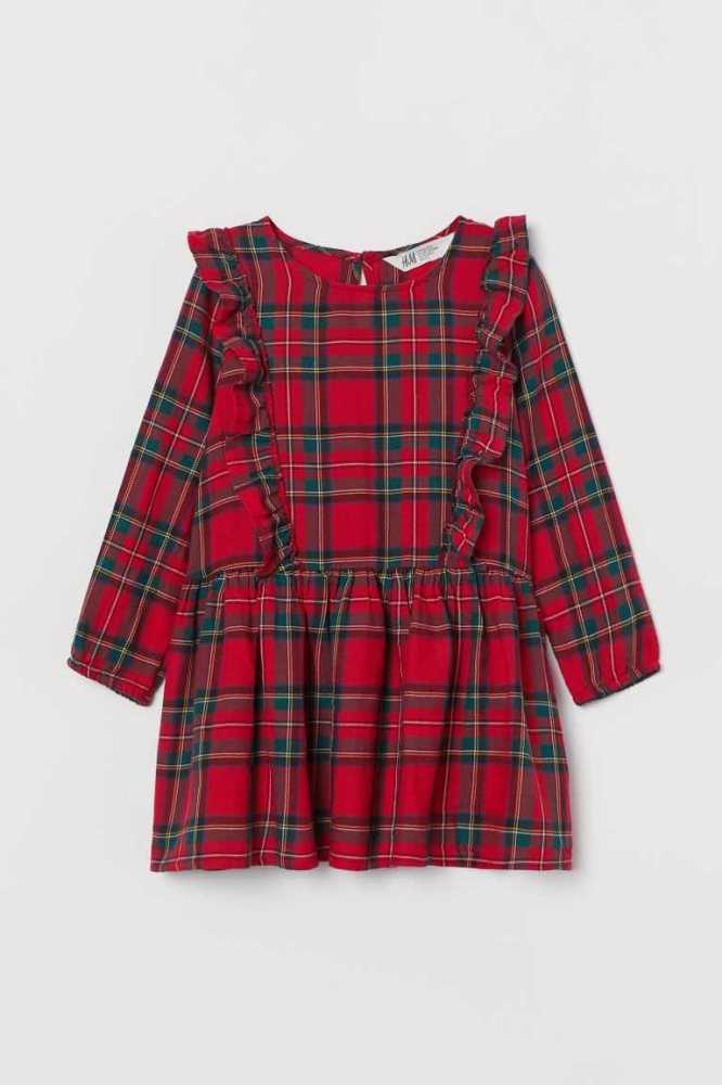 Vestido Corto H&M Patterned Ruffled Niños Rojos | 584671UVE