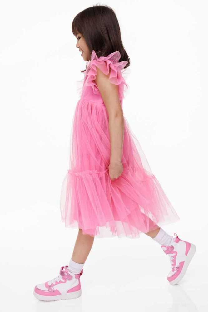 Vestido Corto H&M Plisado Tulle Niños Rosas | 682934POH