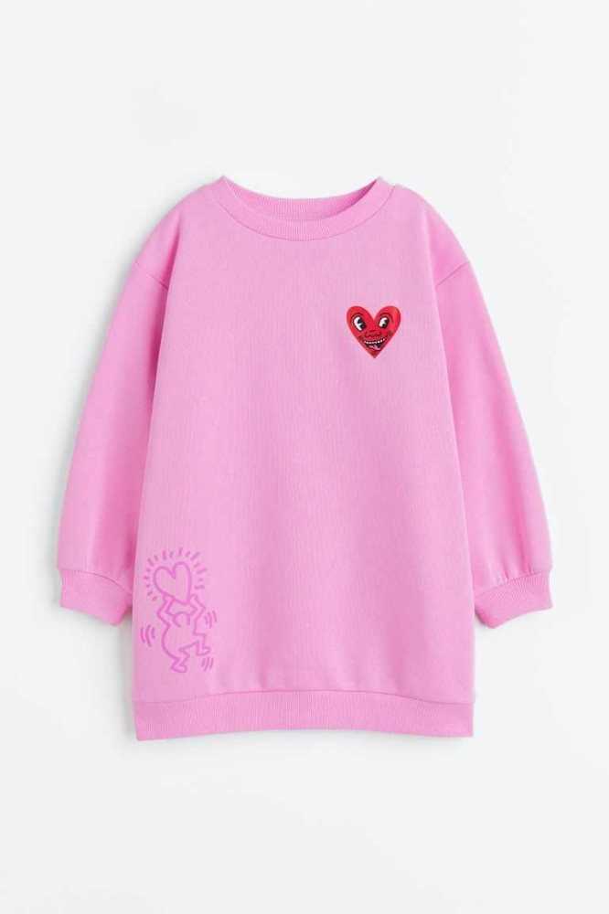 Vestido Corto H&M Printed Sweatshirt Niños Rosas | 635917MRX