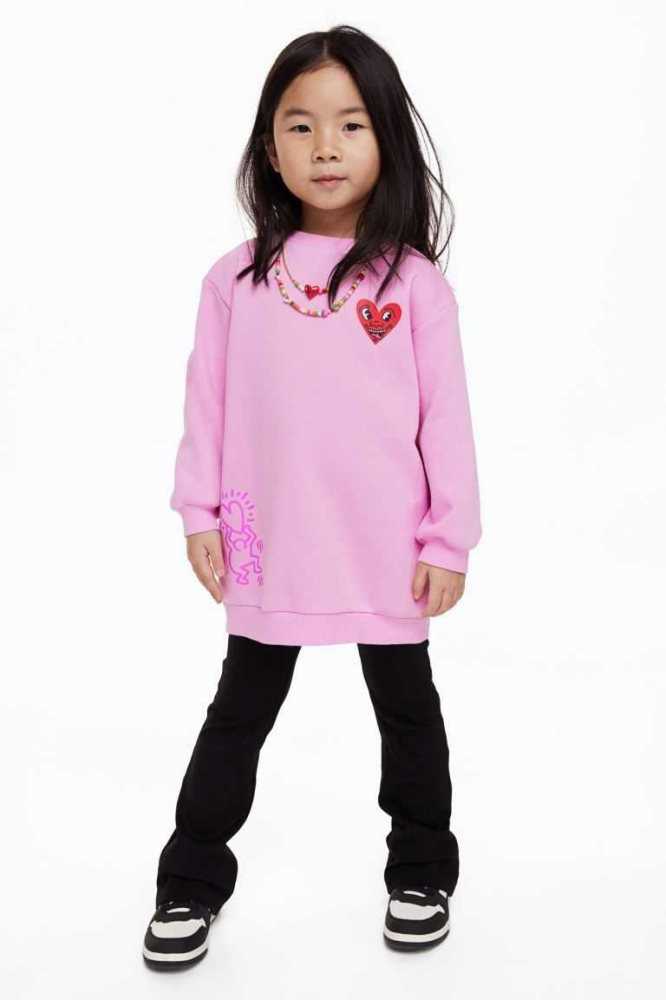 Vestido Corto H&M Printed Sweatshirt Niños Rosas | 635917MRX