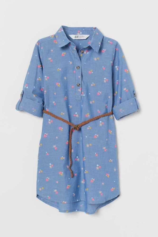 Vestido Corto H&M Shirt Niños Azul Marino Azules | 046358JRU