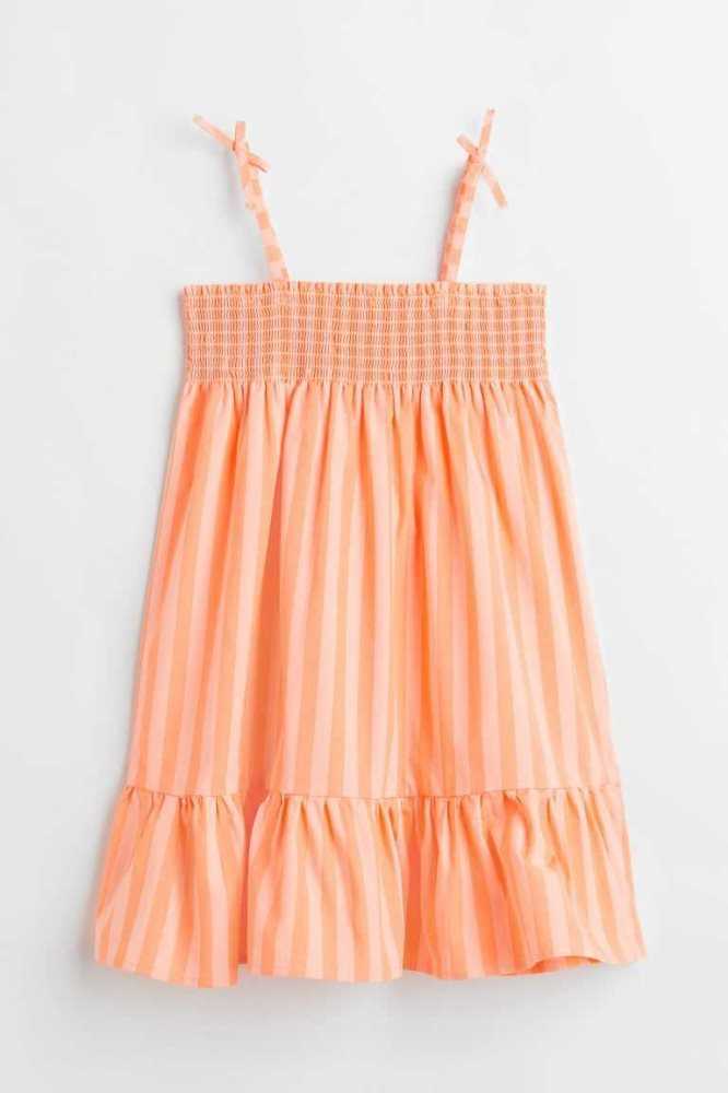 Vestido Corto H&M Smocked Algodon Niños Verdes Claro | 537618QMG