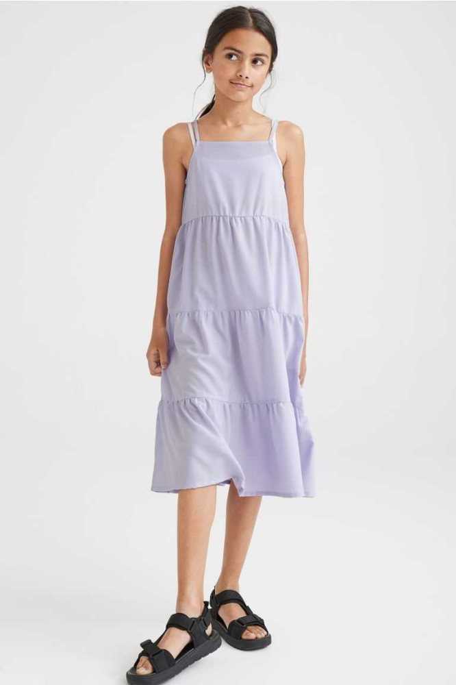 Vestido Corto H&M Tiered Niños Morados Claro | 396180MOE