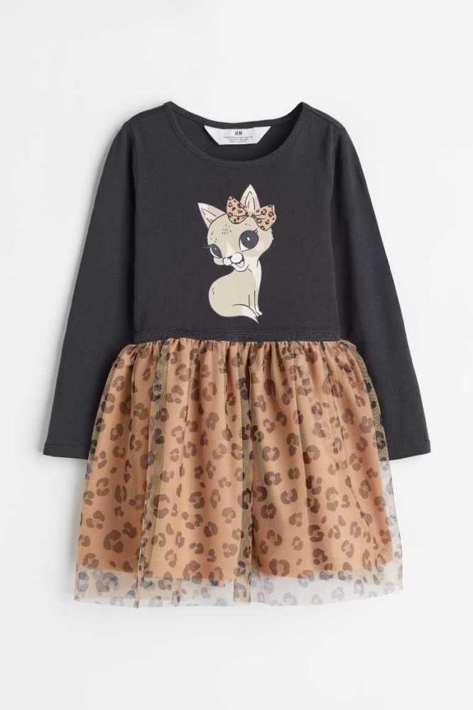 Vestido Corto H&M Tulle-skirt Jersey Niños Blancos | 064953IKF