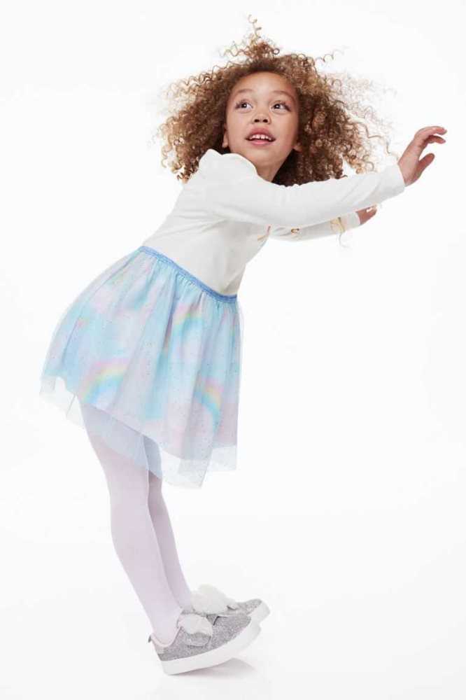 Vestido Corto H&M Tulle-skirt Jersey Niños Blancos | 064953IKF