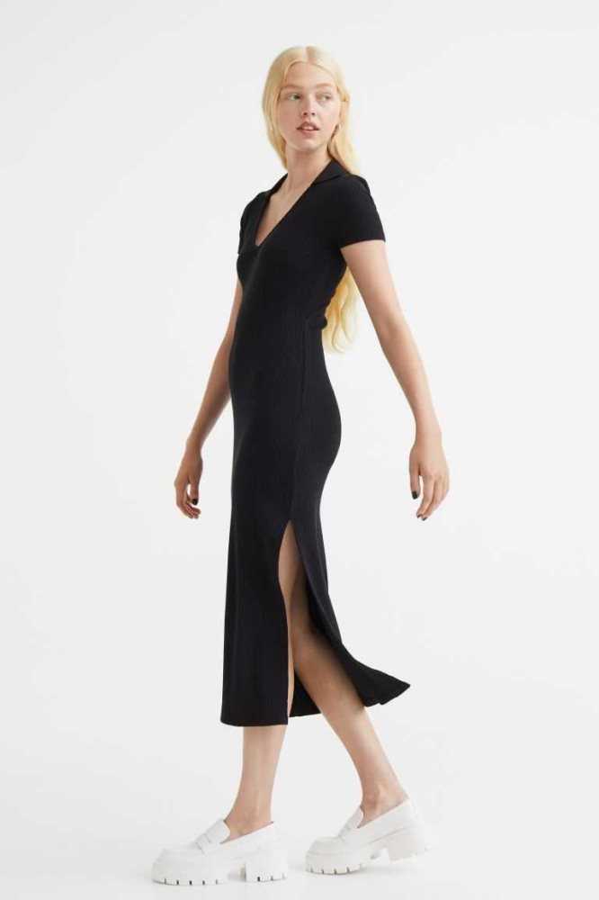 Vestido H&M Acanalado Bodycon Mujer Negros | 403569WLU