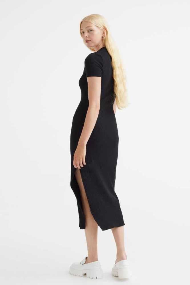 Vestido H&M Acanalado Bodycon Mujer Negros | 403569WLU