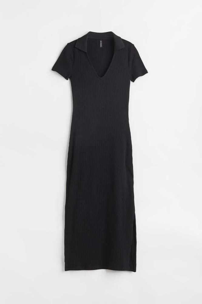 Vestido H&M Acanalado Bodycon Mujer Negros | 403569WLU