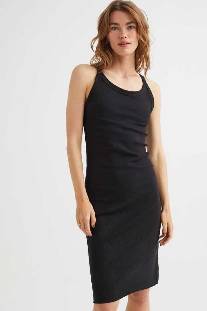 Vestido H&M Acanalado Jersey Mujer Azules Claro | 257196AID